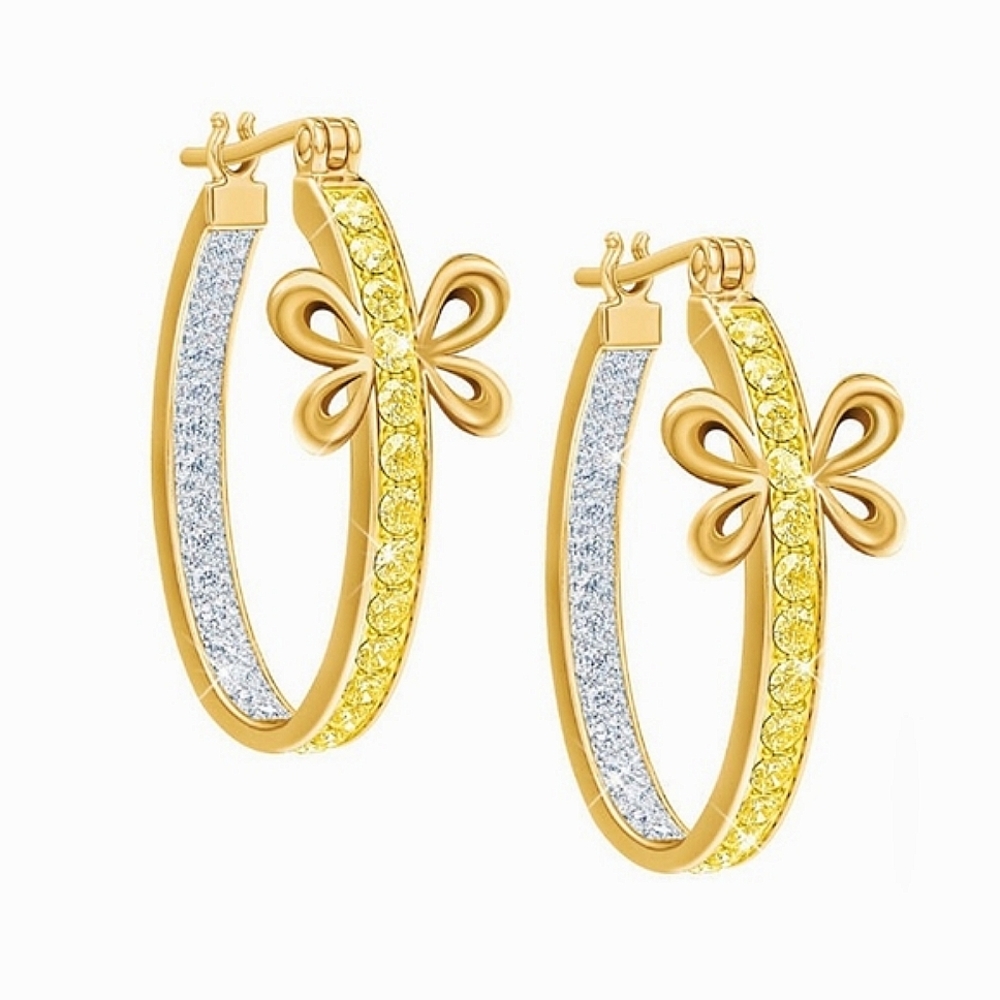 2/$100 LE Danbury Mint Sparkling Summer Earrings '25 Gold W/Yellow Crystals 🎁